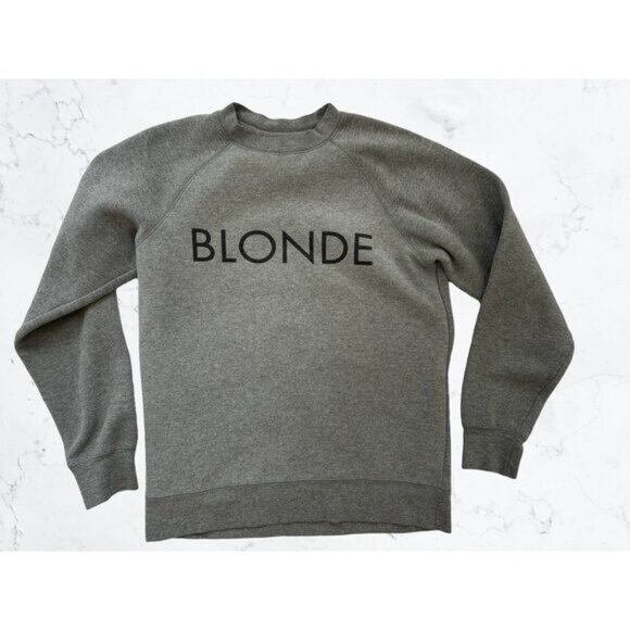 Brunette the Label Blonde Grey Black Crewneck  S M - Picture 1 of 6